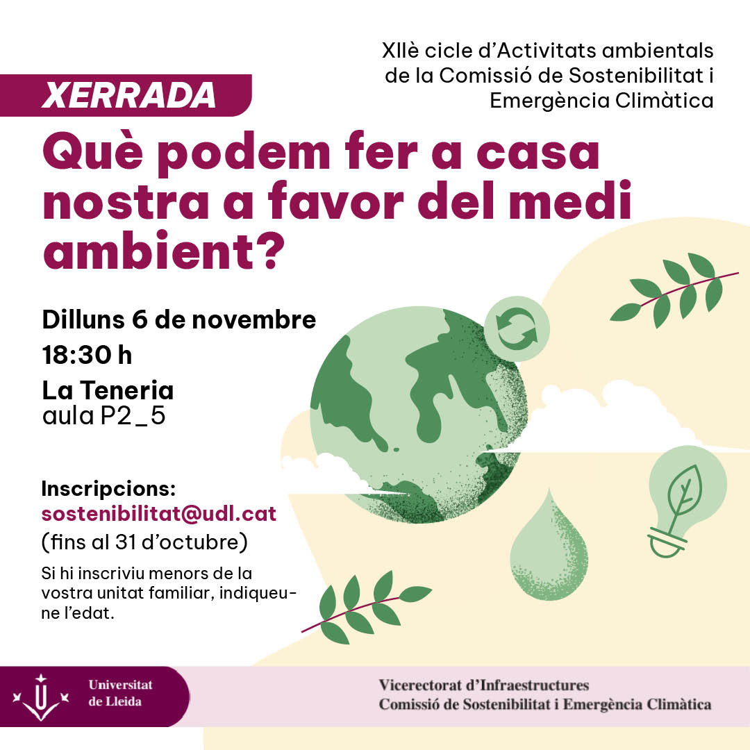 Sessió informativa: Què podem fer a casa nostra en favor del medi ambient? 20231106_XerradaMediAmbient_v4