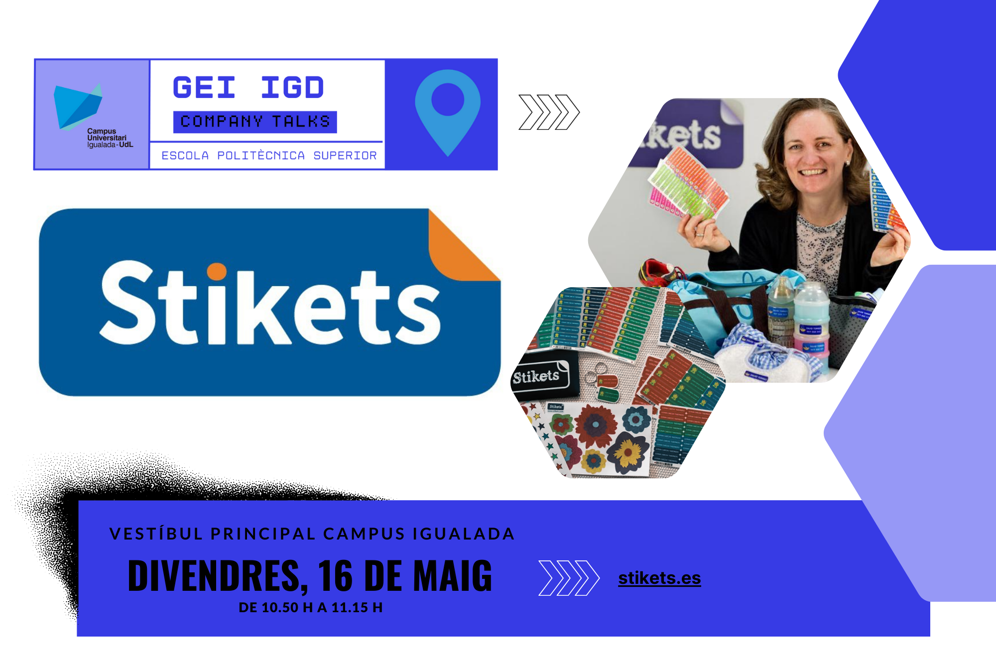 Cartell participació empresa Stikets al Company Talks del grau en Enginyeria Informàtica del Campus d'Igualda-UdL GEI-IGD-CompanyTalks-Stikets