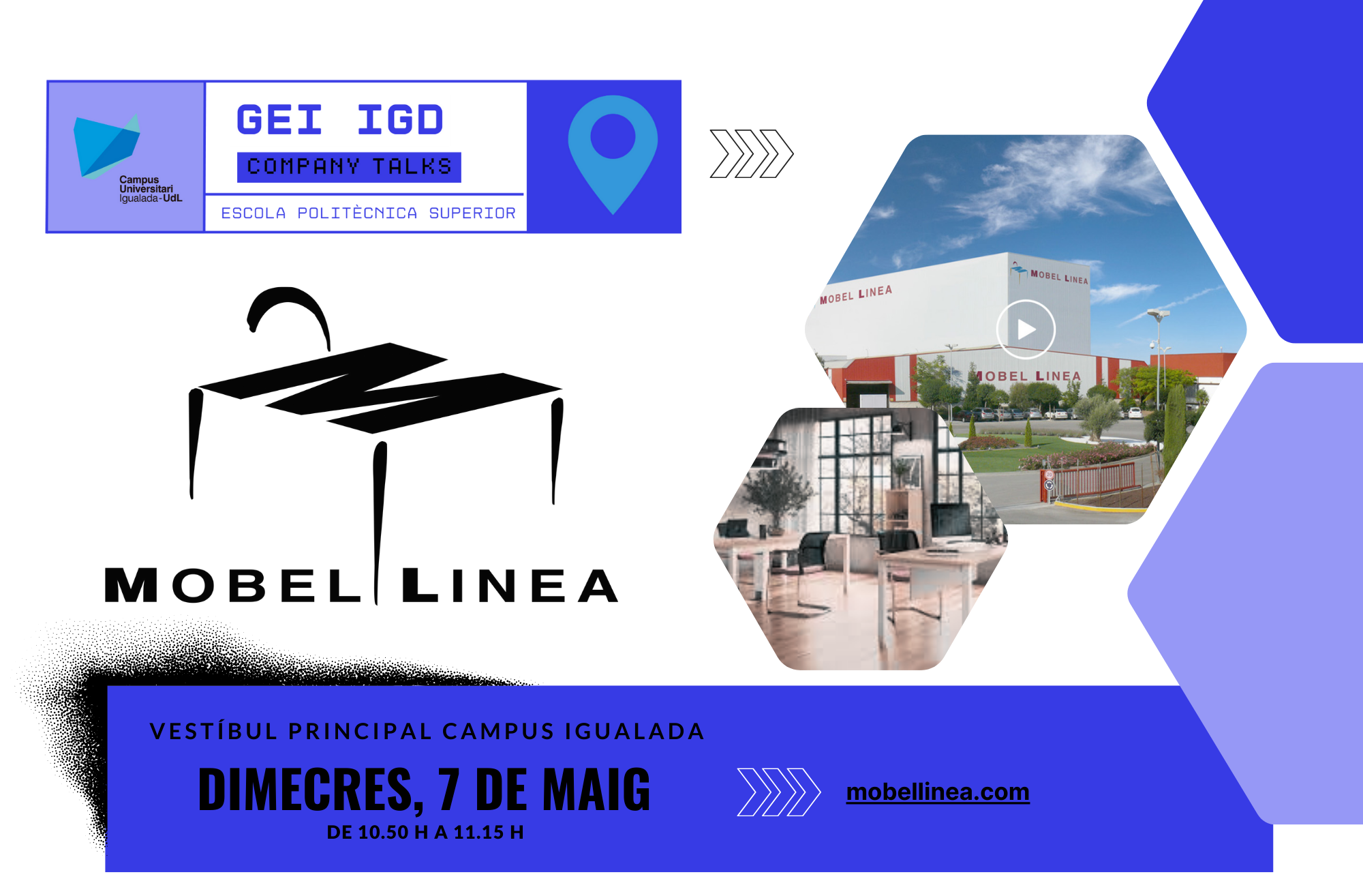 Cartell participació empresa Mobel Línea al Company Talks del grau en Enginyeria Informàtica del Campus d'Igualada GEI-IGD_CompanyTalks_MobelLinea