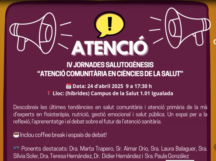 Cartell informatiu de la jornada de salutogènesi Jornada Salutogènesi